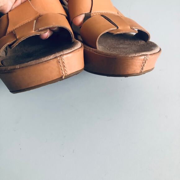 Kork-Ease 'Emilie' SZ 10 Tan Leather Wedge Comfort Sandal Platform - Picture 10 of 15